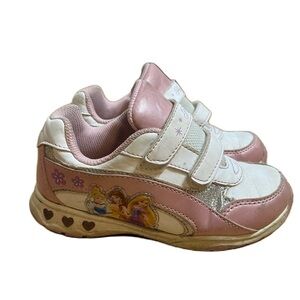 Disney Princess Light Up Sneakers Sz 11 Double Strap Kids Toddler Pink White